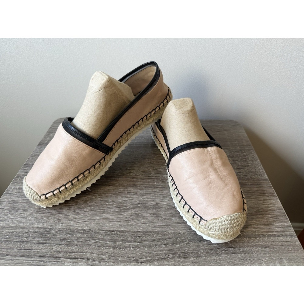 Karl Lagerfeld Alaine‎ Leather Espadrilles Slip On Comfort Shoes Pink/Beige Sz 8